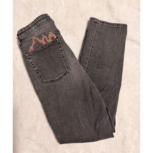 Everlane High Way Straight Leg Jeans Charcoal Grey Flame Detail Womens Denim w27